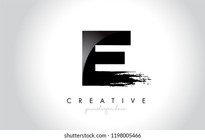 E Letter Design with Brush Stroke and Modern 3D Look Vector Illustration.