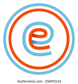 E letter design template. This letter can be used for a sports team identity. Also, it can be a red-white-blue colors ribbon flag.