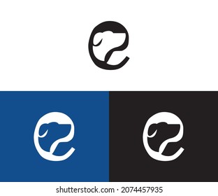 E letter and Dog logo design template vector