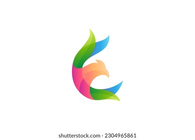 E letter and eagle 3D logo design