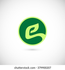 E letter, eco logo. Isolated on white background. Vector illustration, eps 10.