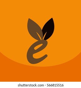 E letter eco logo, Safe leaf icon