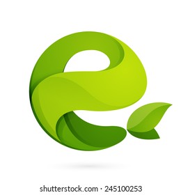 E letter eco logo, volume icon 