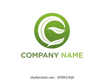 E letter Eco Tree Leaf Logo design Template