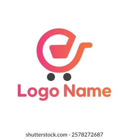 E letter ecommerce logo design concept 