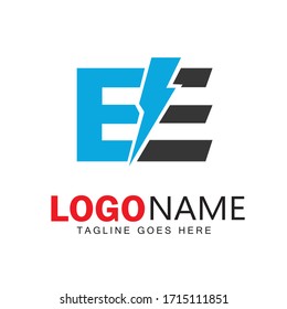 E letter electrical logo design & illustration vector art