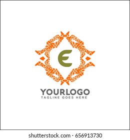 E letter emblem of the weaving circle. Monogram design for Royalty, business card, Boutique, Hotel, Heraldic, Web design, Jewelry. Vector illustration
