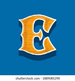 E letter embroidered logo in classic collegiate or sports style. Retro font perfect to use in any university team labels, champ posters, tackle identity, etc.