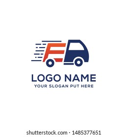 E Letter express delivery logo vector design template