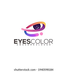 E letter With Eyes Colorful Logo Illustration Vector Design