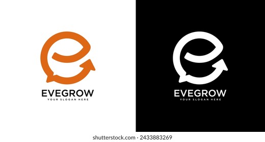 E Letter Financial Logo design template. Finance and Financial Investment Development Logo Concept with Business Growth Arrow.