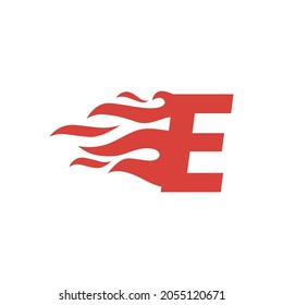 e letra llama de fuego caliente en mayúscula icono de vector
