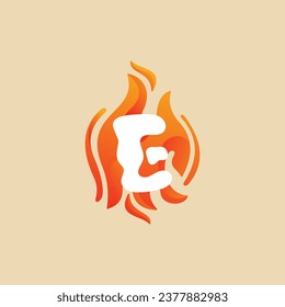 E Letter Fire Logo, Burn, Red, orange, E Logo vector design template elements for your application or company.
