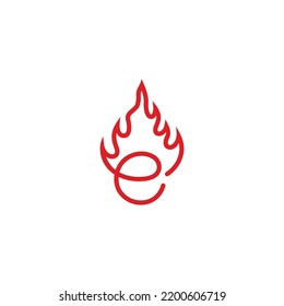 E letter flame linear simple logo icon sign design isolated object on white background