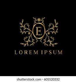E letter floral vector logo design template
