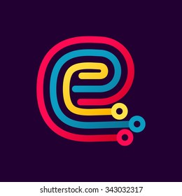 E letter formed by electric line. Font style, vector design template elements for your application or corporate identity.