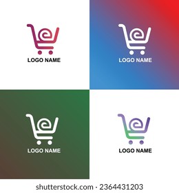 E letter Free vector set of e-commerce logo templates	