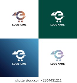 E letter Free vector set of e-commerce logo templates	