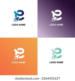 E letter Free vector set of e-commerce logo templates	