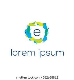 e letter geometric vector logo template (sign, symbol, icon)