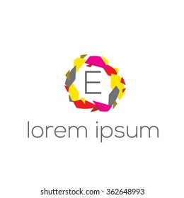E letter geometric vector logo template (sign, symbol, icon)