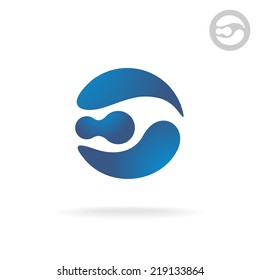 E letter globe logo template. Robot head.