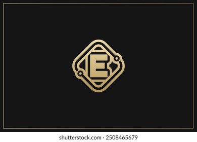 Logotipo de la marca de Marca comercial de Vector de oro de letra E