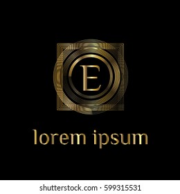 E letter golden vector logo design template