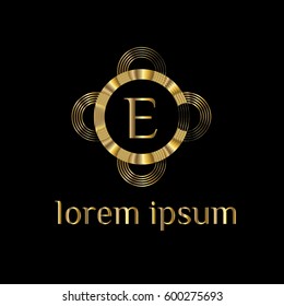 E letter golden vector logo design