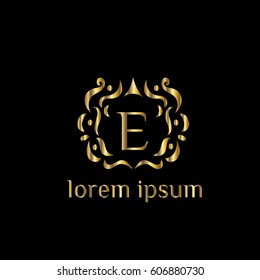 E letter golden vector monogram