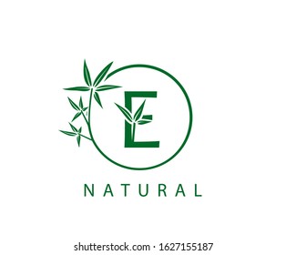 E Letter Green Bamboo Logo Design.