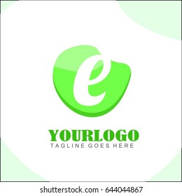 e letter green circle logo. Simple brand identity health, food, tech, eco & friendly for your business