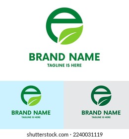 
 Diseño del logotipo de la hoja verde de letra E
