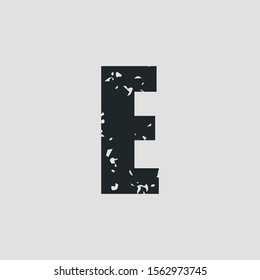 E letter grunge style. Vector eps10