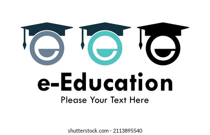 e letter with hat graduation logo template illustration