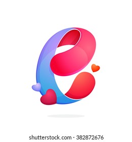 E letter with hearts. Font style, vector design template elements for your application or corporate identity.