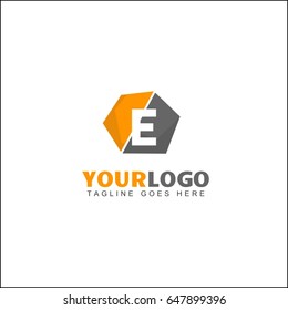 E letter hexagonal geometric logo concept