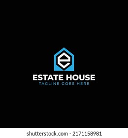 E letter with home icon real estate logo