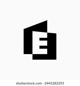 e Letter House Monogram Home mortgage architect architecture logo vector icon illustration