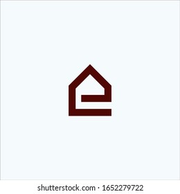 E letter with house shape vector initial letter design template