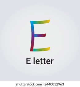 E Letter Icon Design Single Isolated Logo Design Brand Corporate Identity Rainbow Colors Editable Template Vector Monogram Emblem Illustration Branding on Light Gradient Background