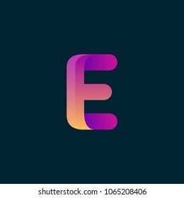 E Letter Initial Colorful typo logo vector icon illustration