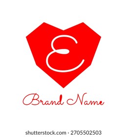 E letter initial heart icon vector illustration