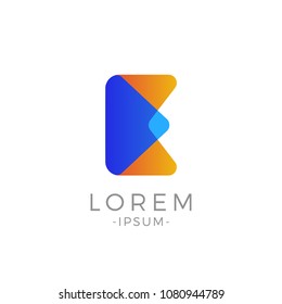 E Letter Initial logo. Abstract Modern duo tone typography vector design template