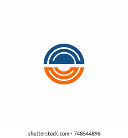 E Letter Initial with Signal Circle Logo Vector