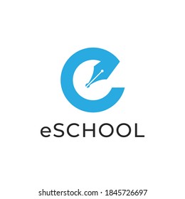 e letter initials educational e school logo design template