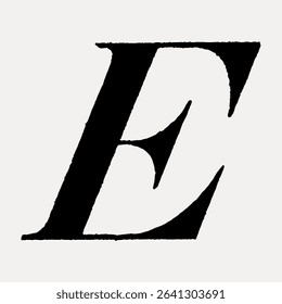 E letter, Italic font illustration isolated on white, vector.