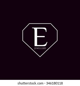E letter jewellery vector logo template (sign, symbol, emblem, ornament)