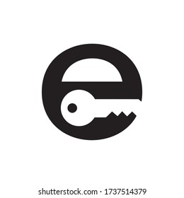 E letter key logo design concept