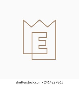 E Letter King Crown Logo Vector Icon Illustration